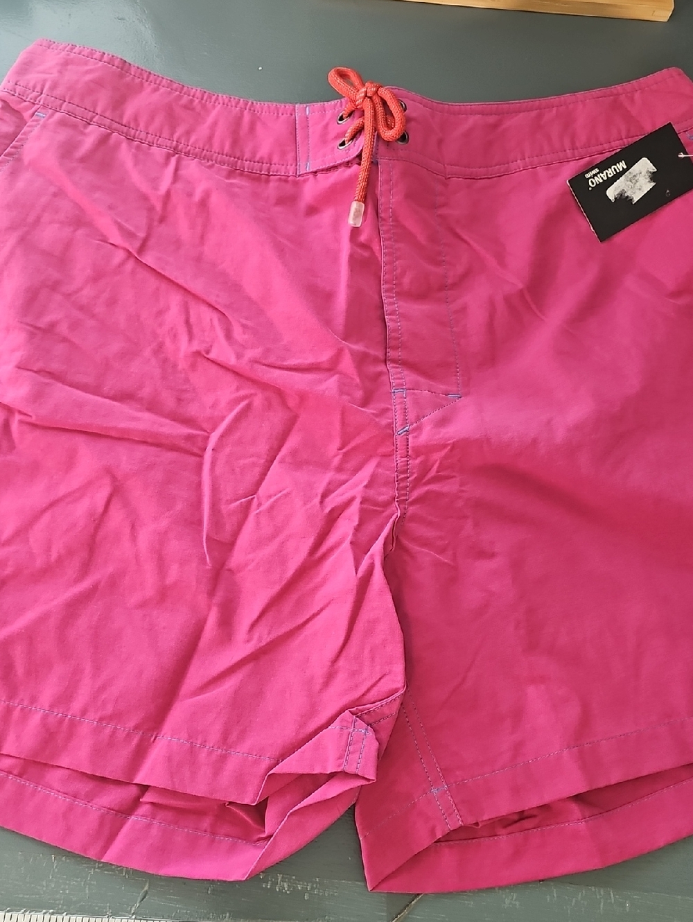 Murano Hot Pink Mens Swim Trunks with Coral‎ Drawstring. Size XL.